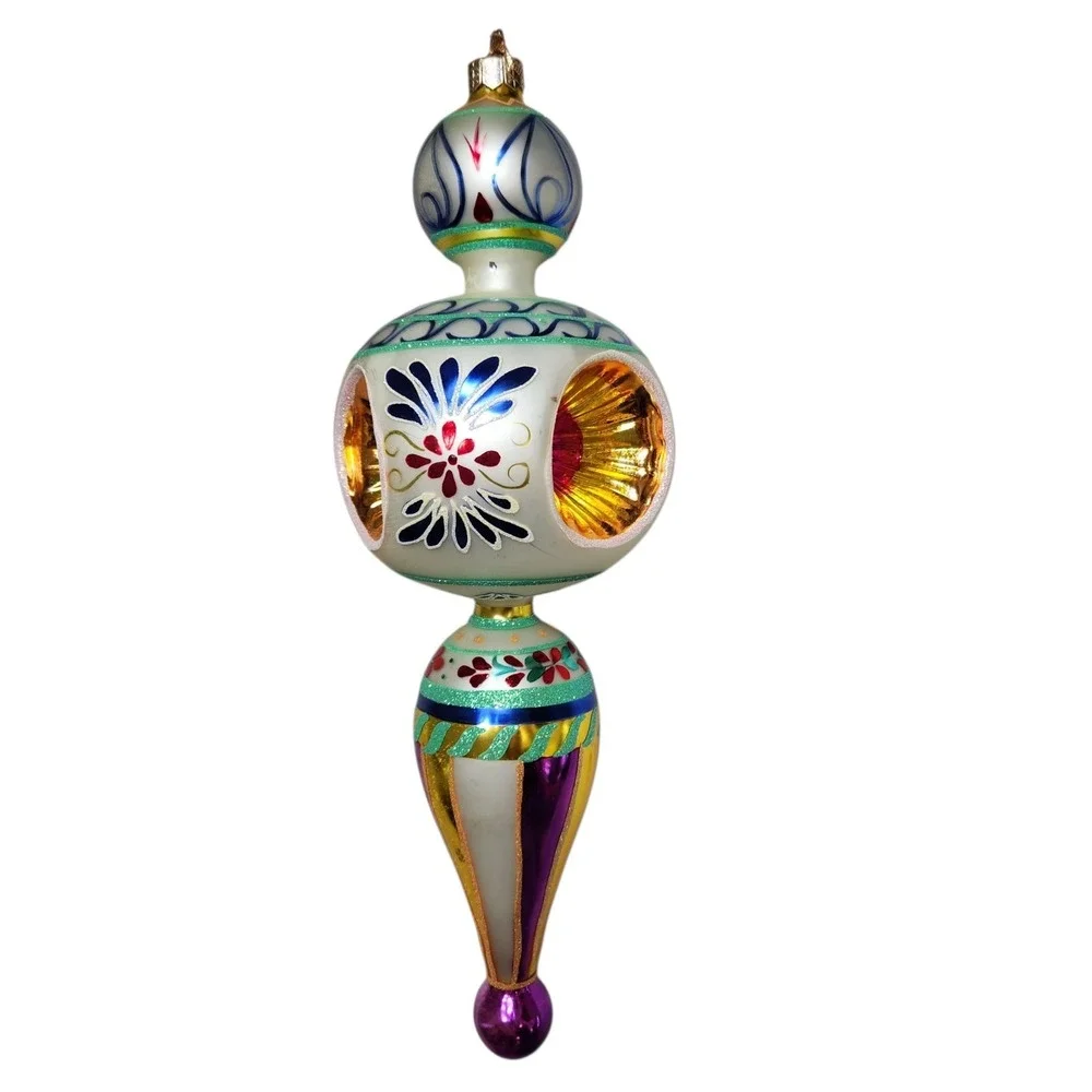 Christopher Radko Blue Danube Triple Indent Reflector Drop Ornament Poland   Box